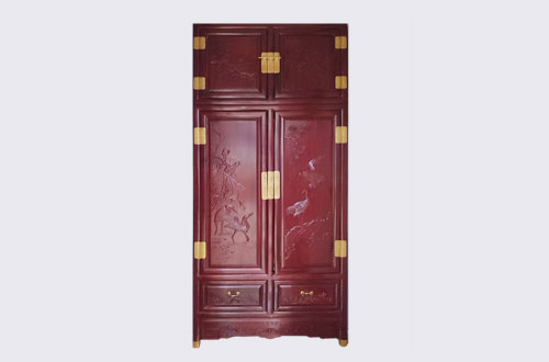 昌吉高端中式家居装修深红色纯实木衣柜